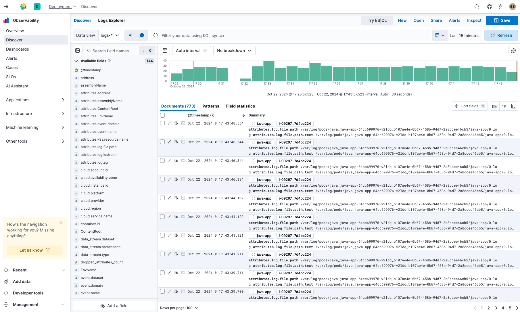 OTel-based Kubernetes logs