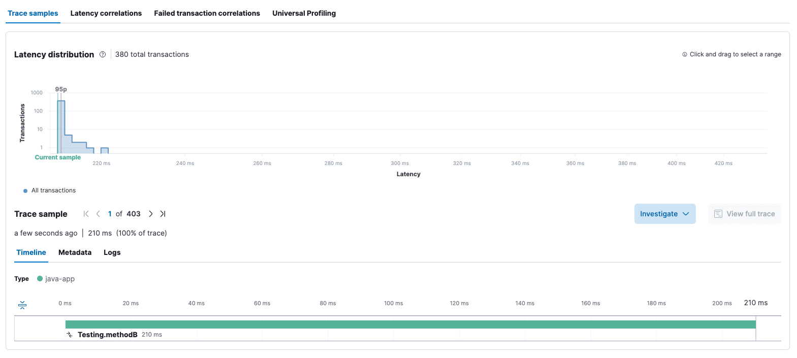 OTel-based Application Java traces