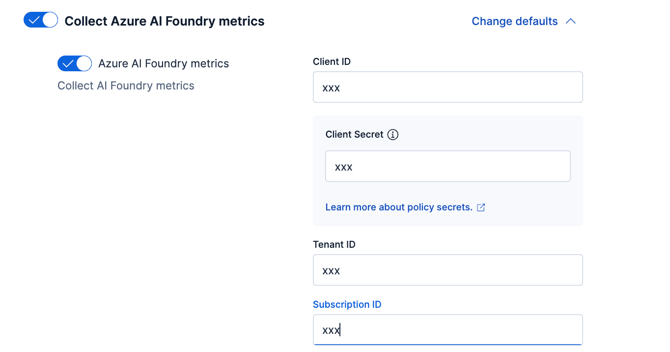 Azure AI Foundry metrics