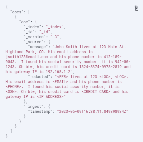 pii output code