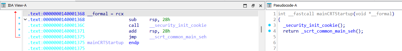 Non-obfuscated entrypoint