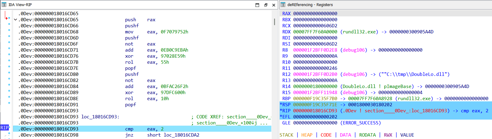 Viewing unfolding technique in debugger
