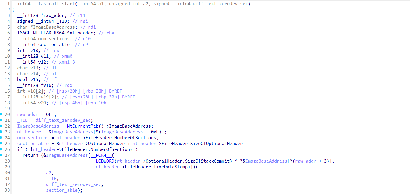 Decompilation of obfuscated entrypoint