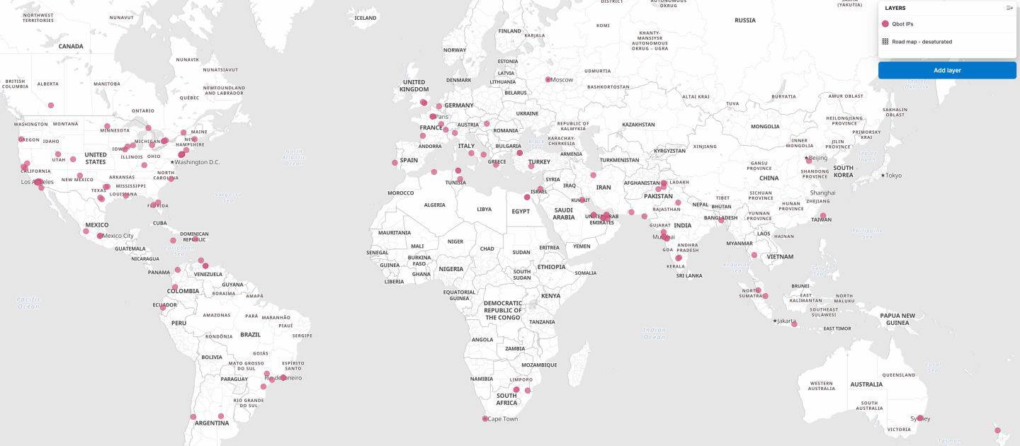 Map of all identified network infrastructure