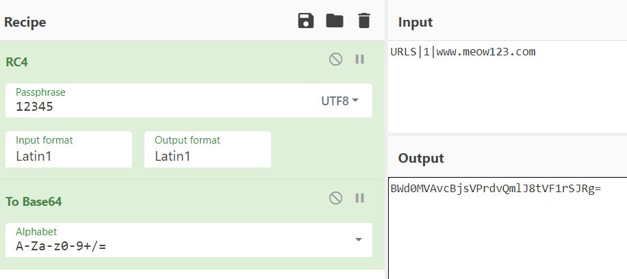 Example of command request via CyberChef